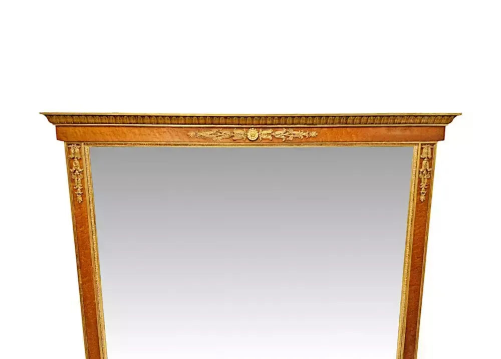 A Very Rare Large 19th Century Birds Eye Maple And Giltwood Overmantel Mirror photo furniture