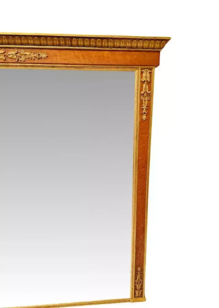 A Very Rare Large 19th Century Birds Eye Maple And Giltwood Overmantel Mirror photo Home Decor