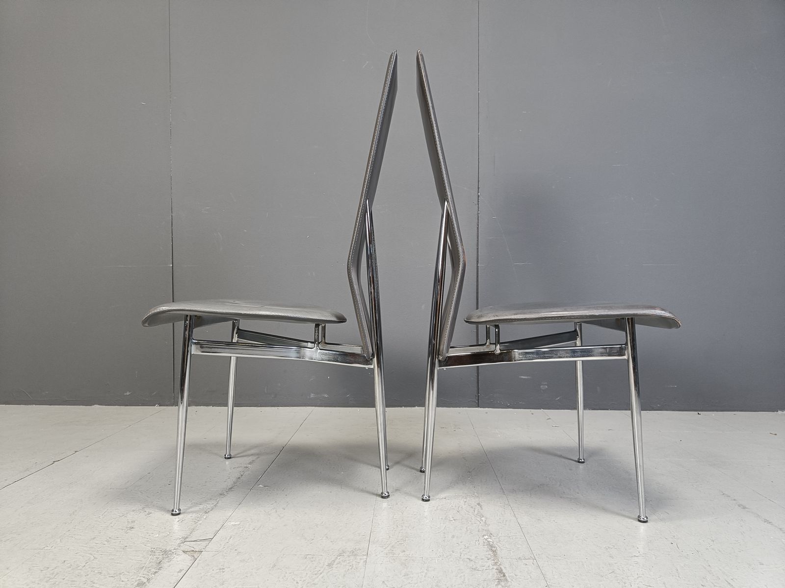 Vintage Dining Chairs By Giancarlo Vegni For Fasem, Set Of 8, 1980s photo vintage