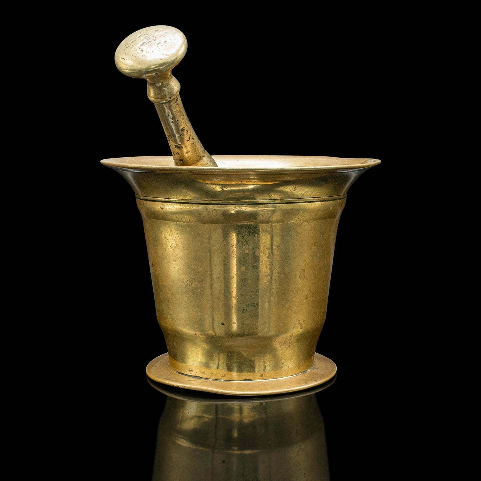 Antique Chemist's Mortar & Pestle, English Brass Apothecary Aid, Victorian, 1850 photo 495.0