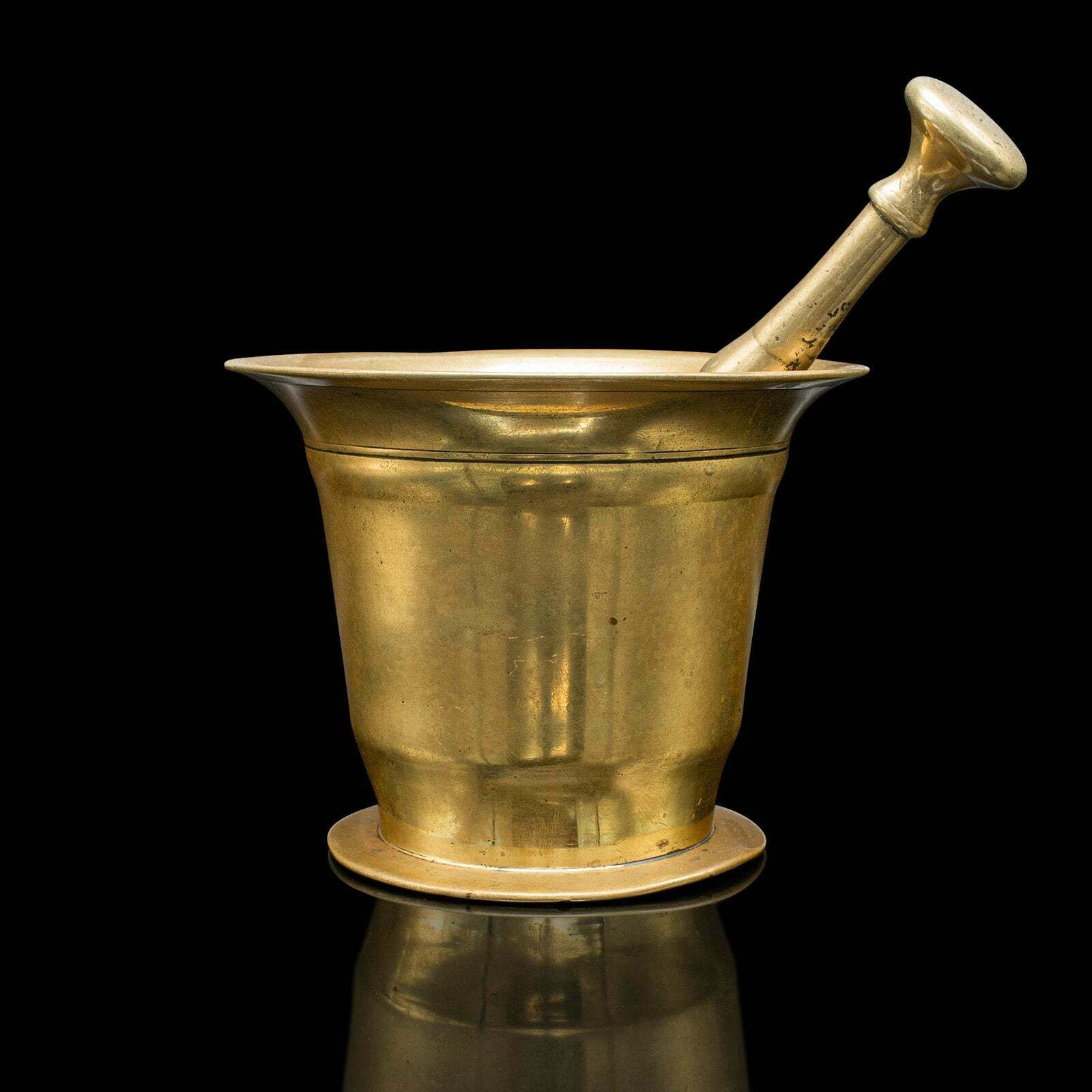 Antique Chemist's Mortar & Pestle, English Brass Apothecary Aid, Victorian, 1850 photo vinterior