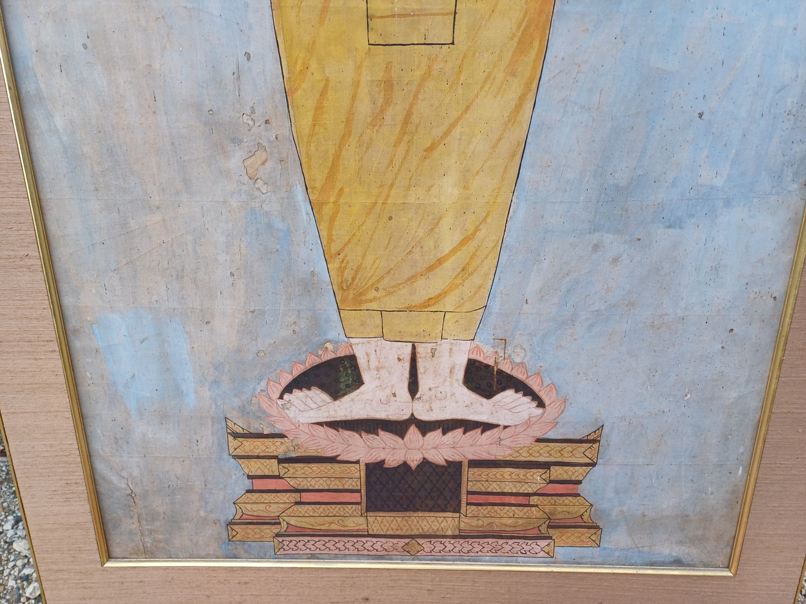 Silk Painting 19th Buddha Thailand photo furniture