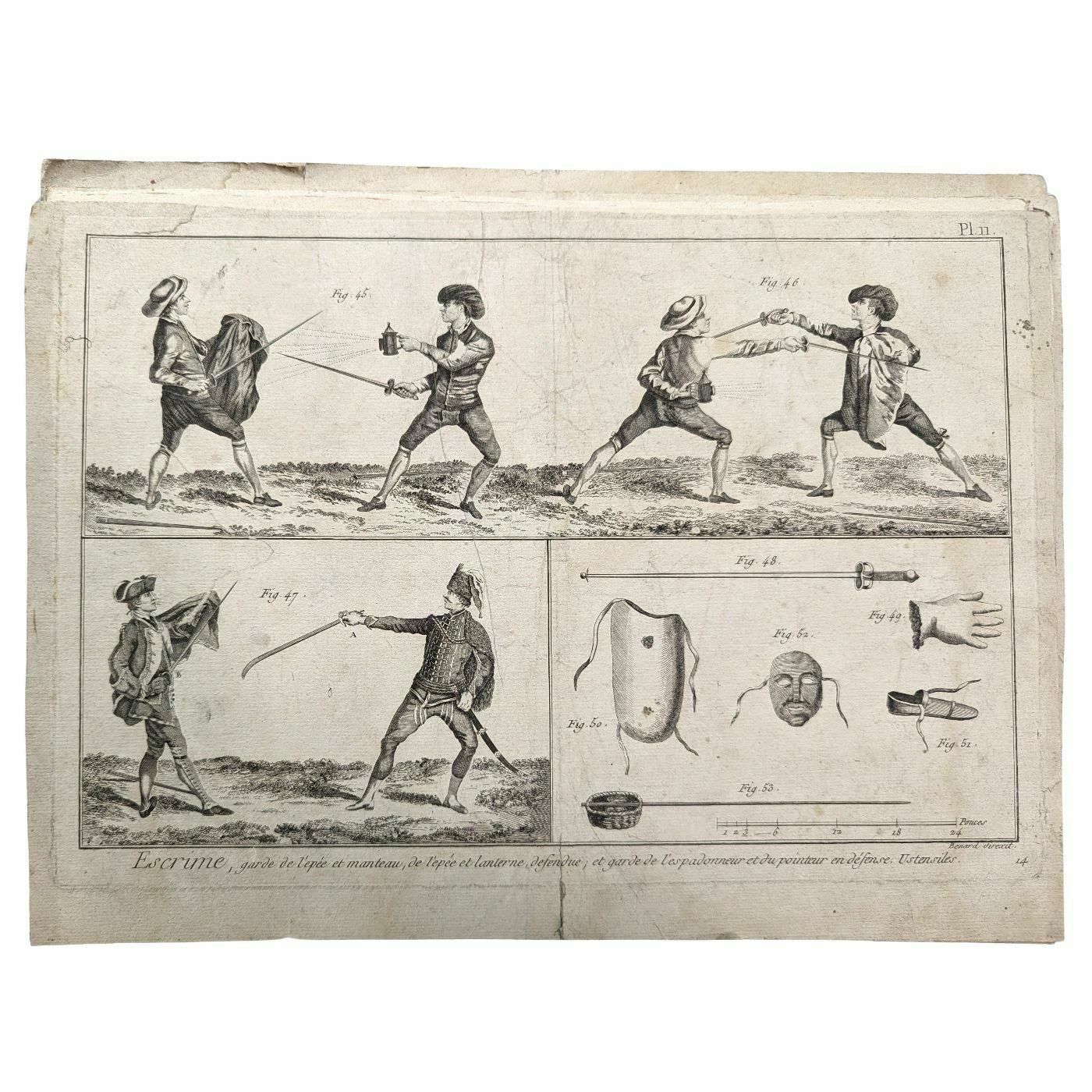 Engraving On Fencing From The 18th Century photo for sale
