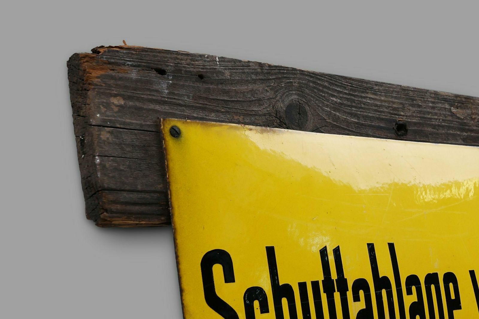 Vintage German Yellow Enamel Sign, 1900 photo buy