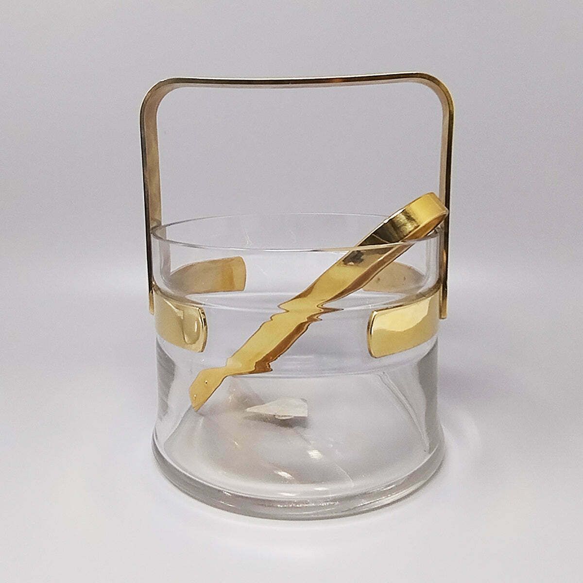 1970s Gorgeous Cocktail Shaker With Ice Bucket By Dorval In Gold Plate 24k And Crystal. Made In Italy photo vintage