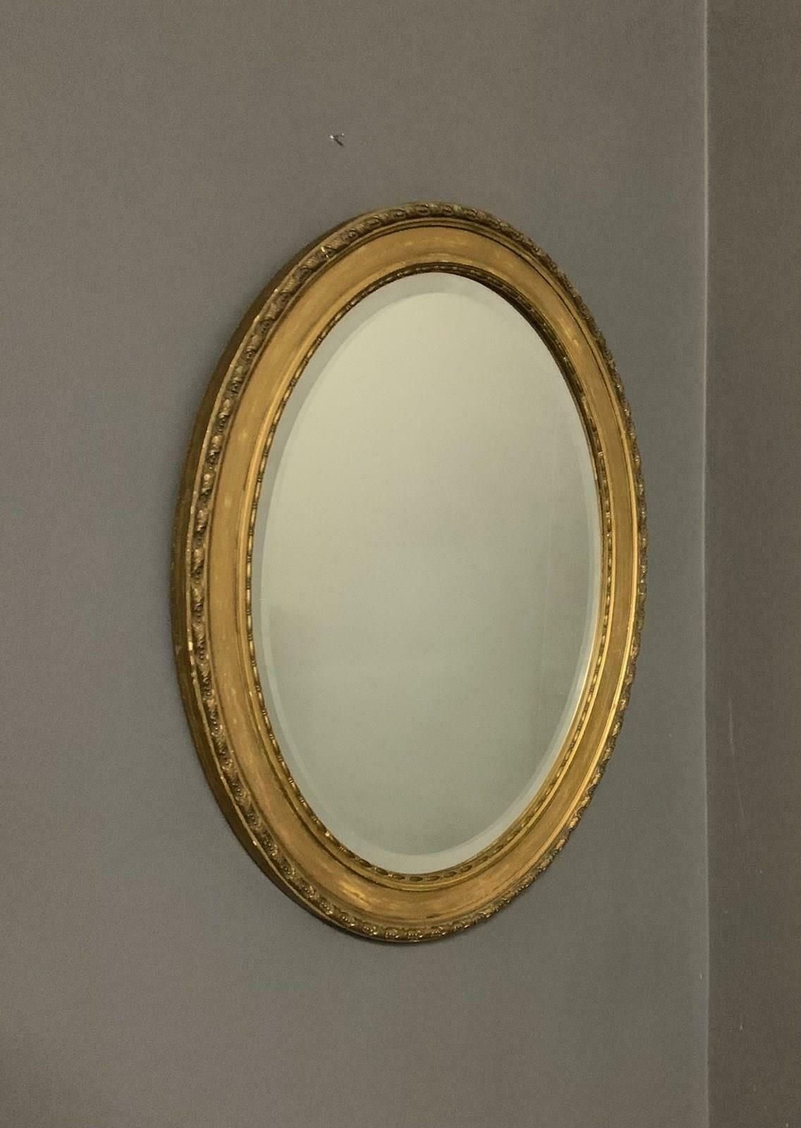 Pair Of Antique Gilt Framed Oval Mirrors photo for sale
