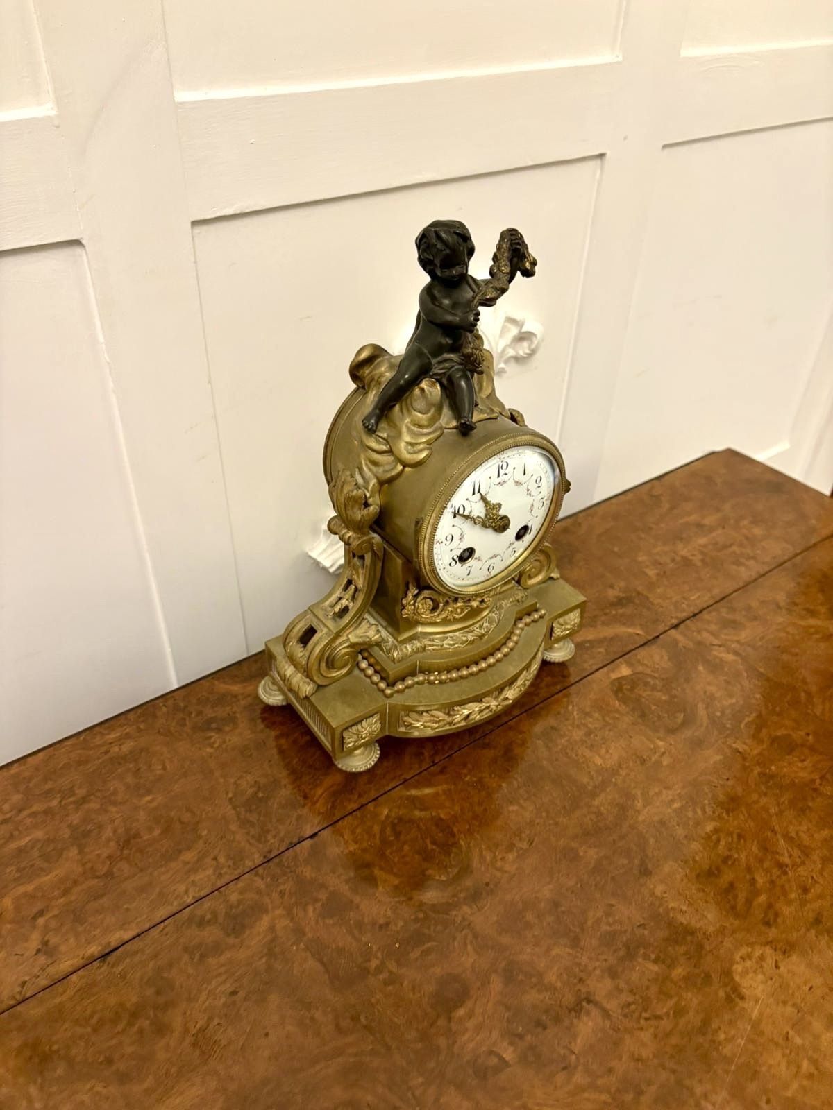 Antique 19th Century French Quality Ornate Ormolu And Bronze Mantle Clock photo furniture