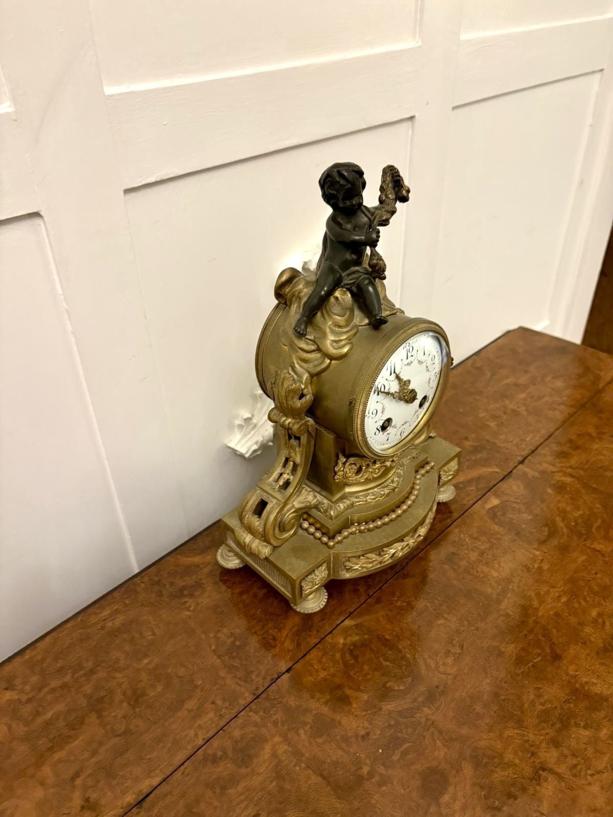 Antique 19th Century French Quality Ornate Ormolu And Bronze Mantle Clock photo for sale