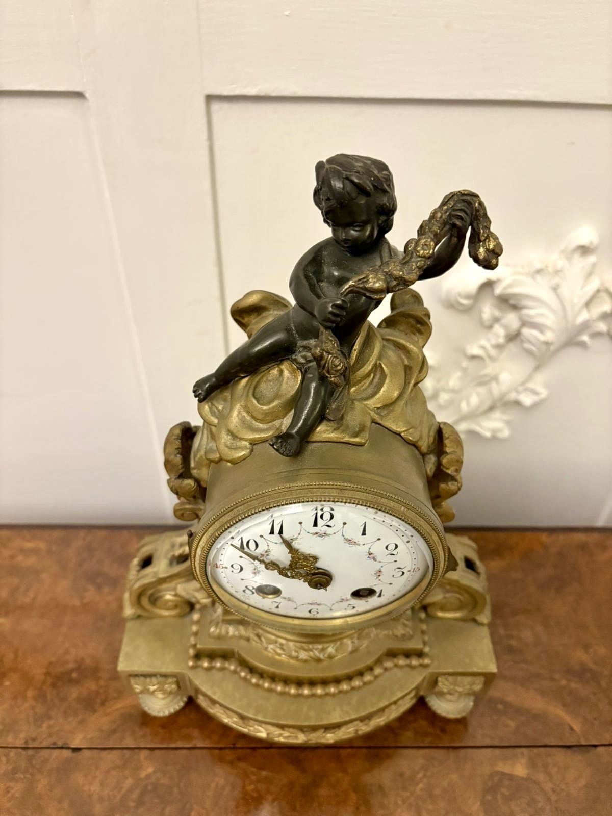 Antique 19th Century French Quality Ornate Ormolu And Bronze Mantle Clock photo vintage
