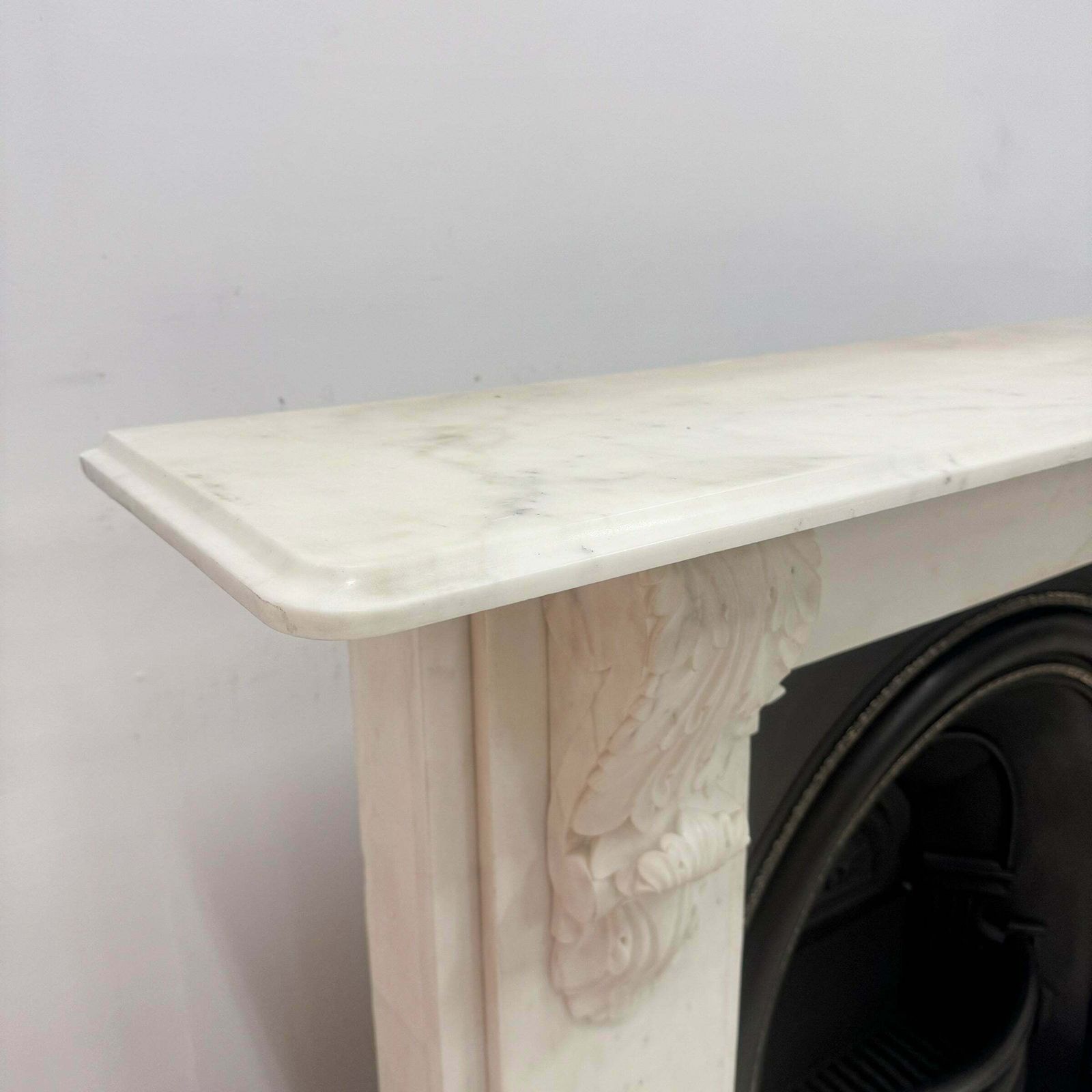 Home Fixtures Antique Victorian Statuary Marble Chimneypiece With Carved Corbels photo