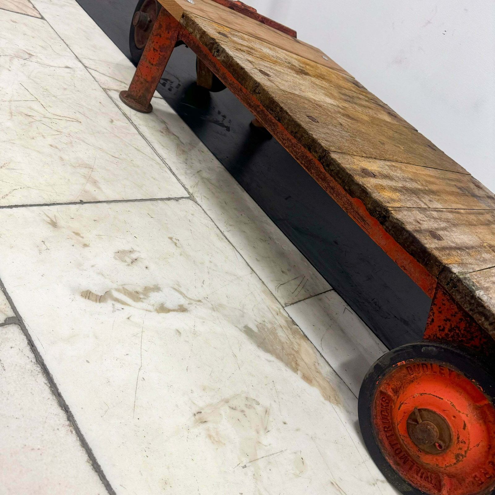 Furniture Antique Wooden Tuglift Trolley photo