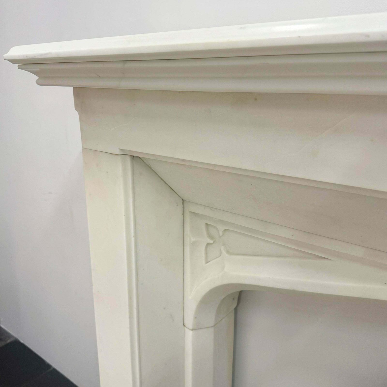 Antique Gothic Revival Statuary Marble Fireplace photo Home Fixtures