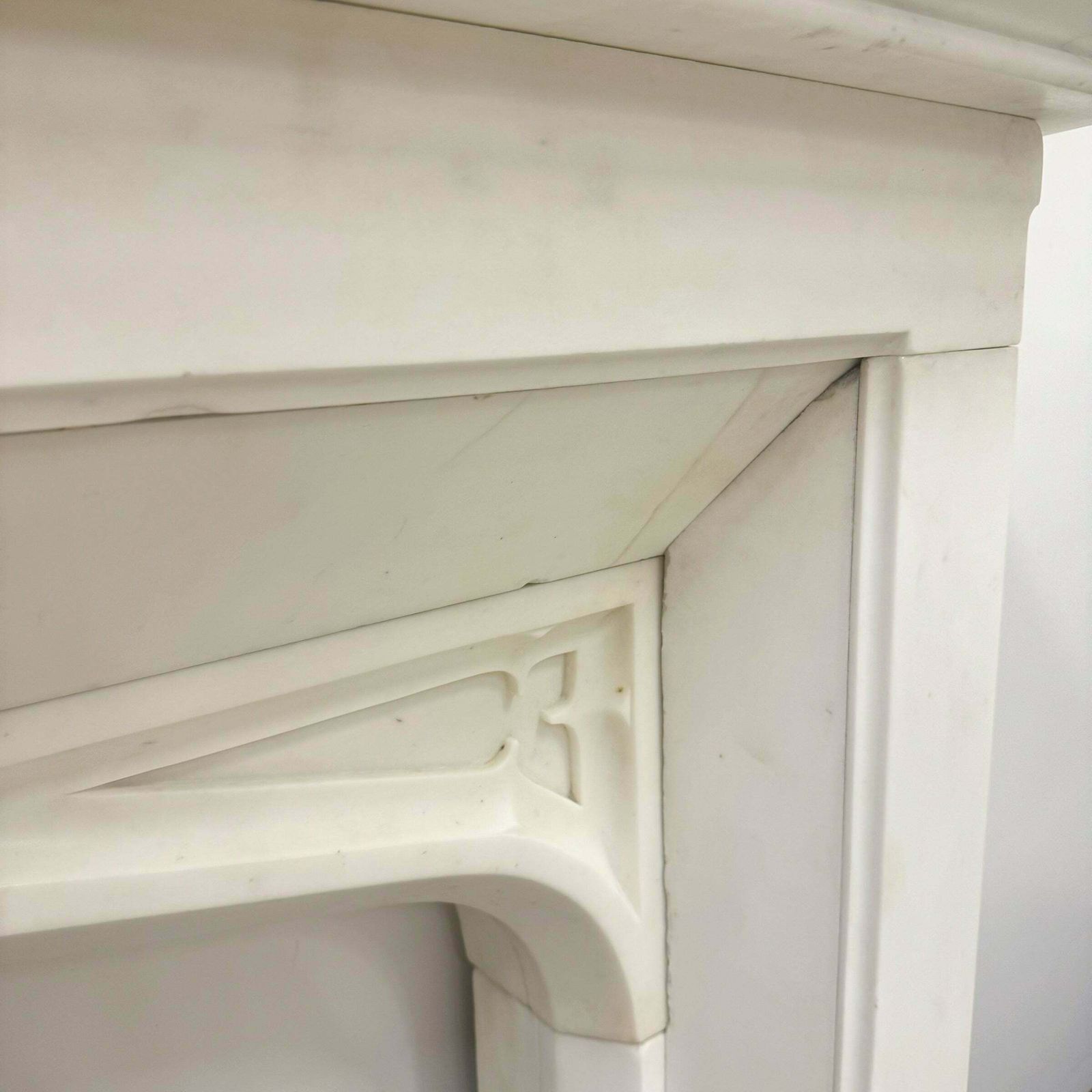 Home Fixtures Antique Gothic Revival Statuary Marble Fireplace photo