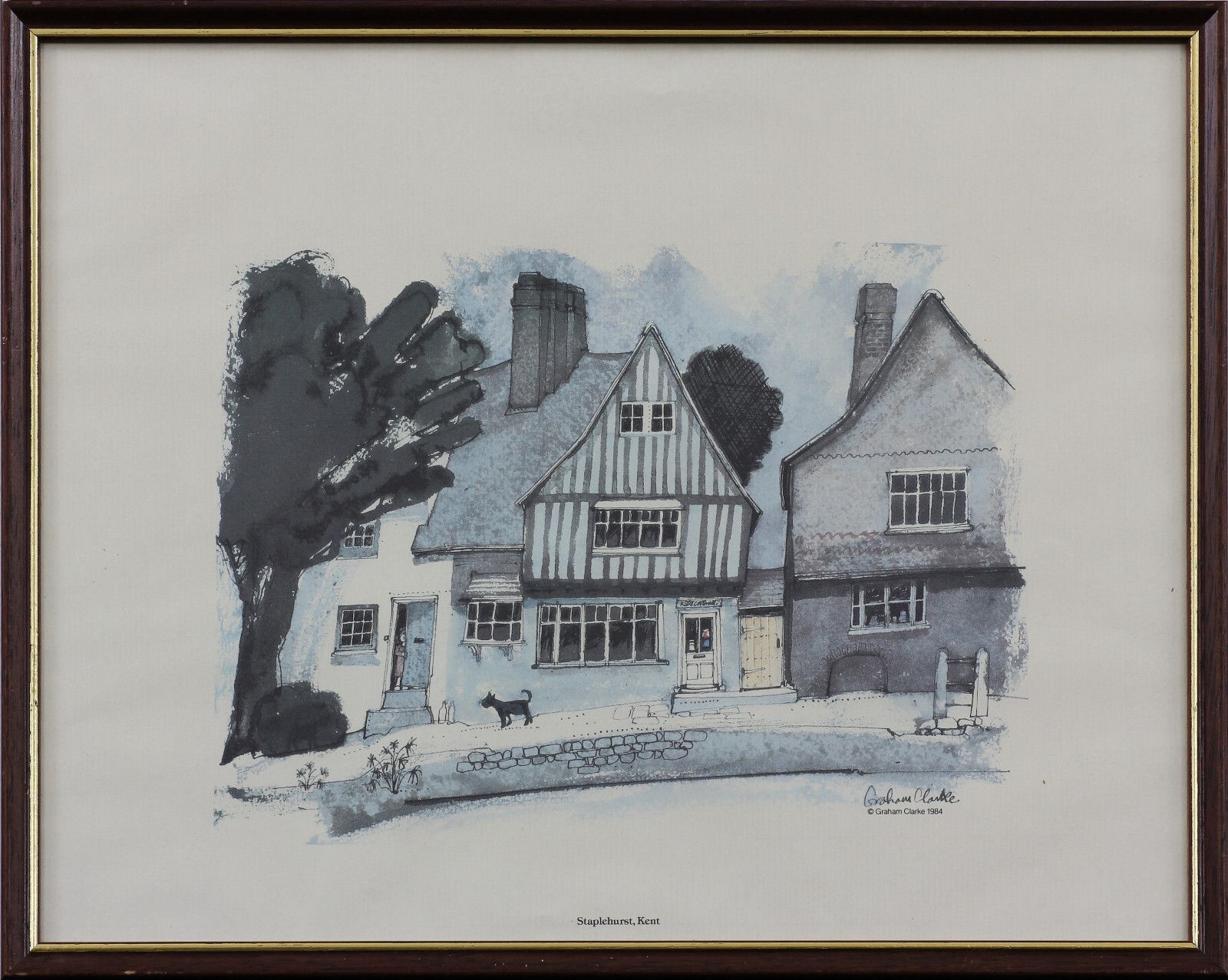 2 Prints By Graham Clarke. Titled 'Shop, Kent' And 'Staplehurst, Kent'. photo vinterior