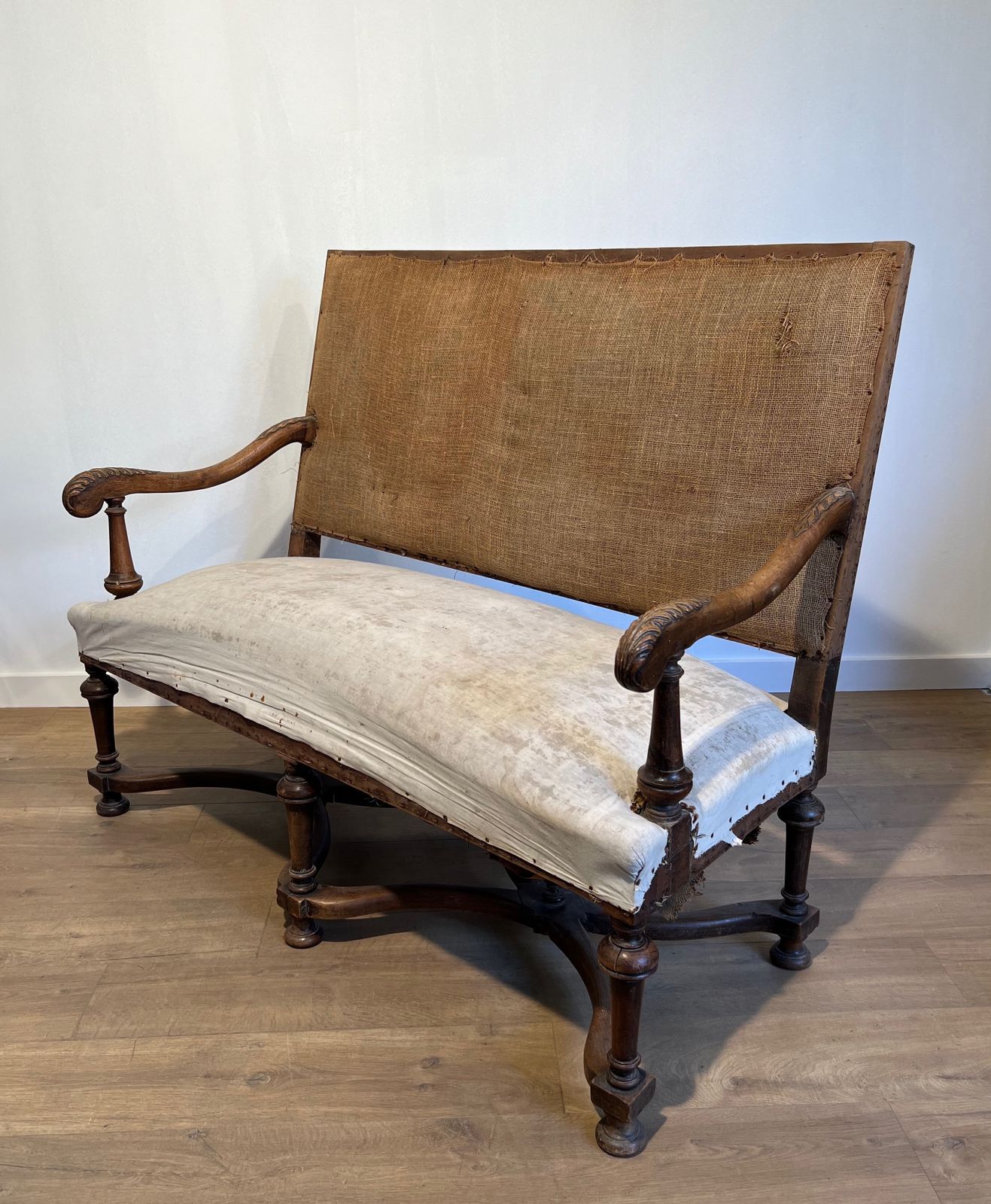 Louis XIII Style High Back Walnut Sofa photo for sale