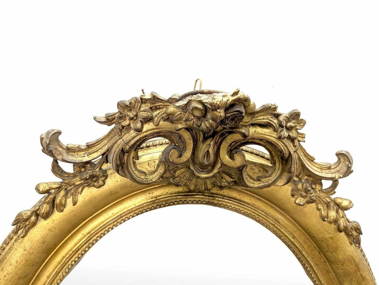 Napoleon III Oval Mirror In Gilded Stucco, 19th Century photo for sale