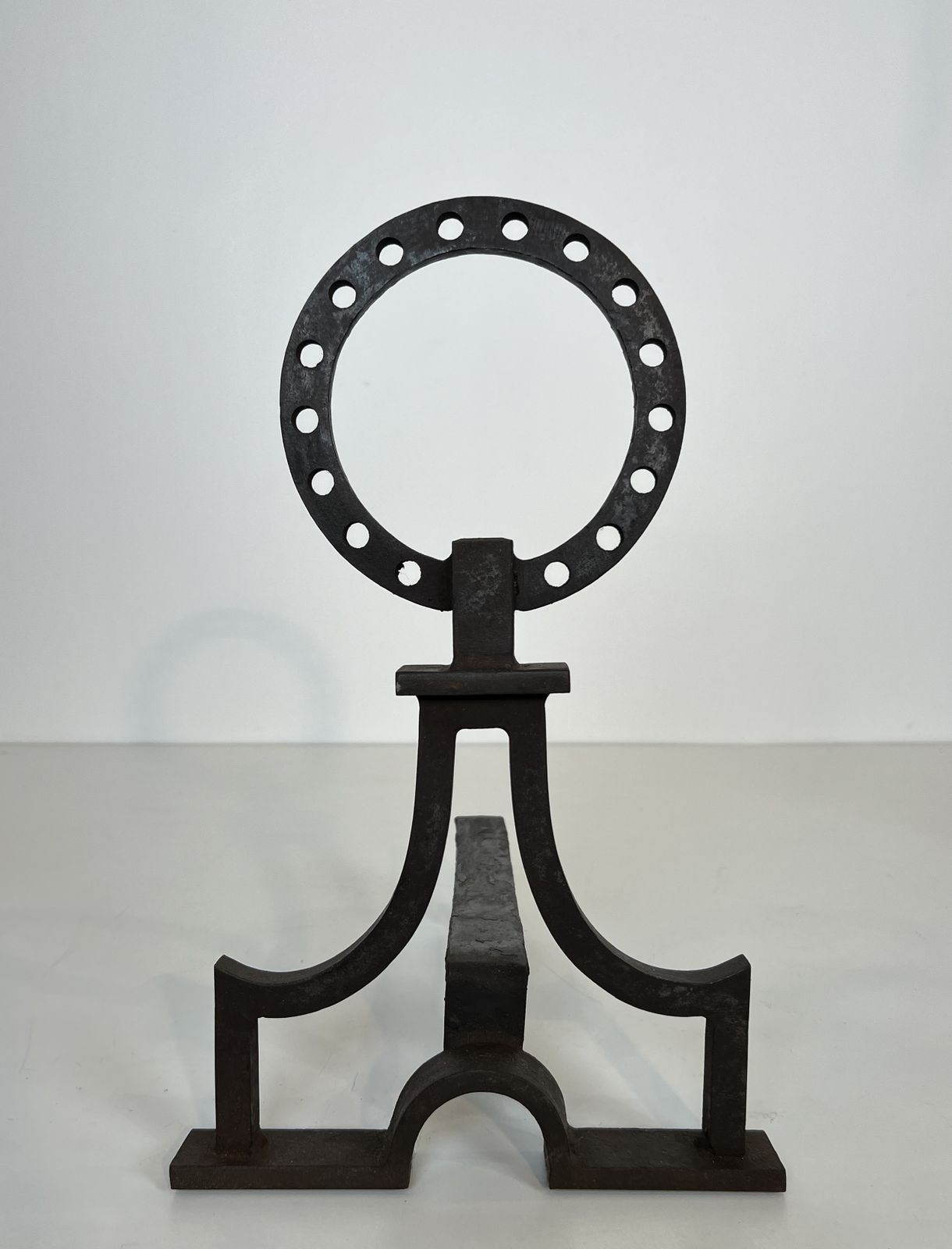 Pair Of Modernist Wrought Iron Andirons In The Style Of Gilbert Poillerat photo buy