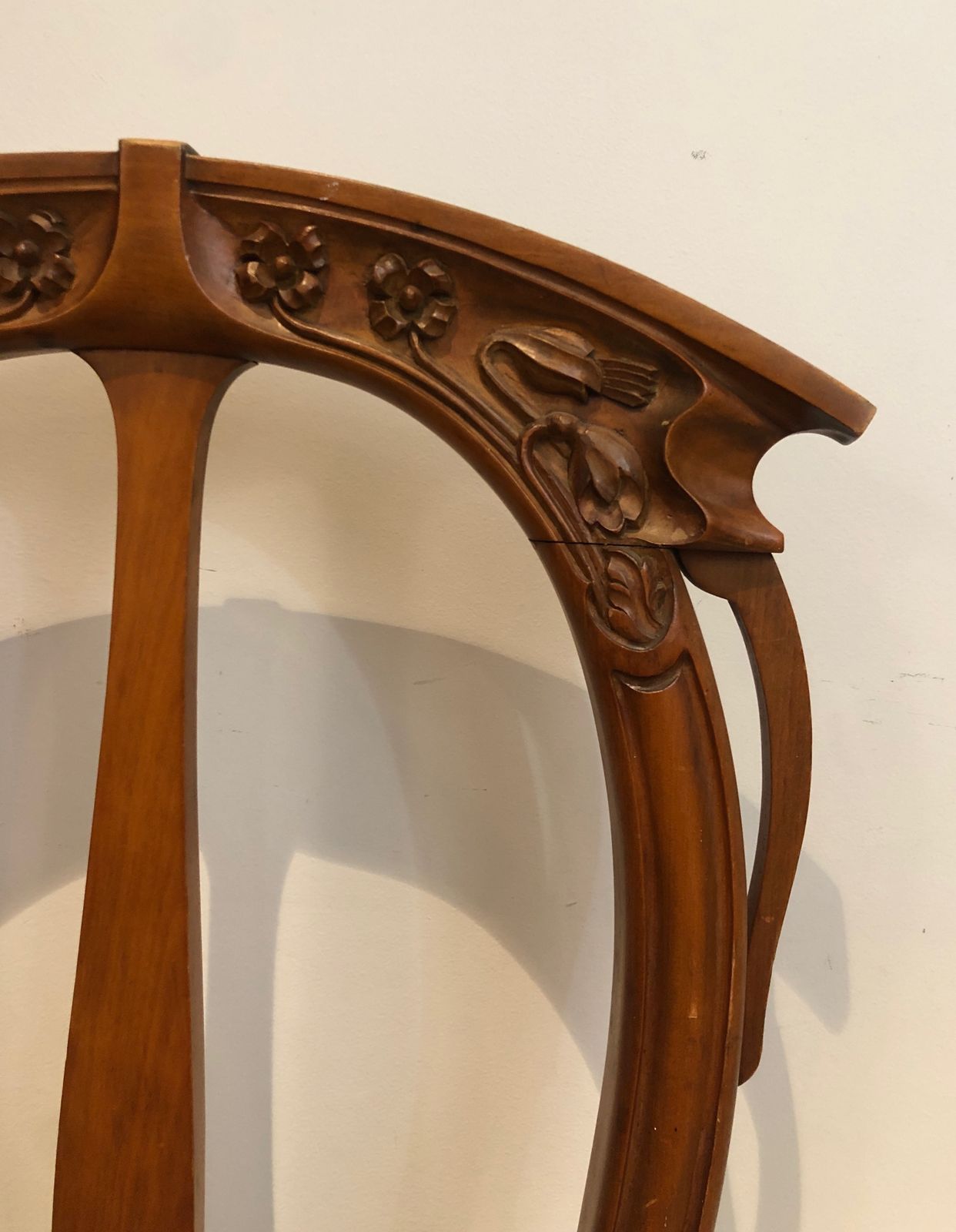 photo buy Set Of 4 Cherry Wood Chairs Decorated With Flowers And Plants From The Art Nouveau Period