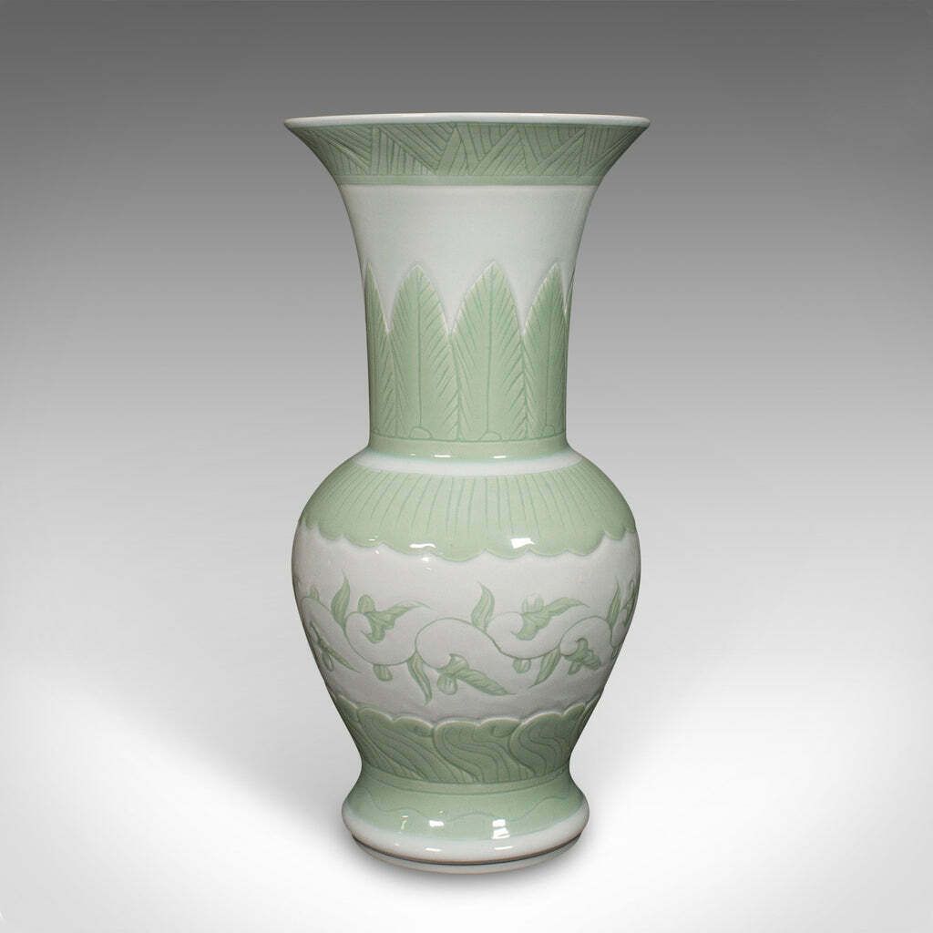 Large Antique Flower Urn, Chinese, Celadon Ceramic Display Vase, Victorian, 1900 photo Home Decor