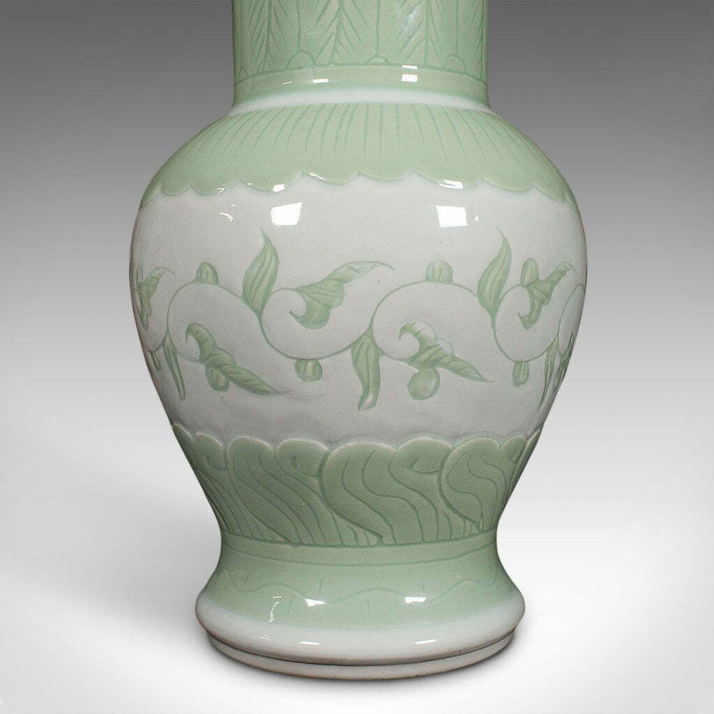 photo furniture Large Antique Flower Urn, Chinese, Celadon Ceramic Display Vase, Victorian, 1900