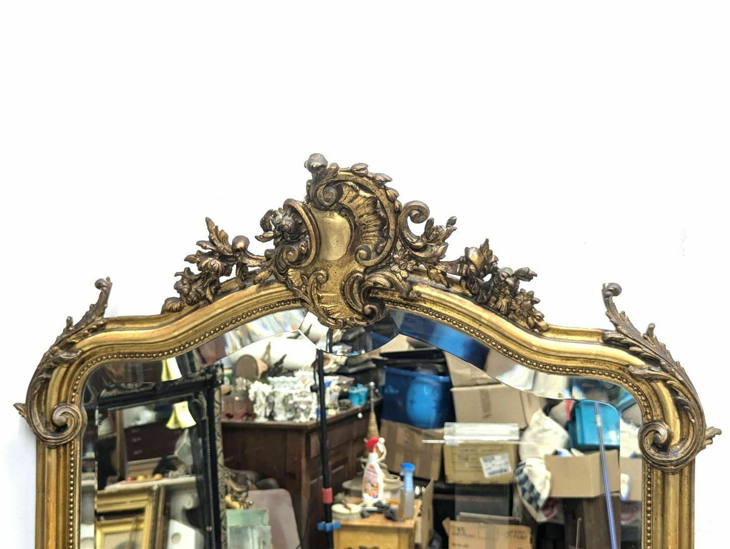 Louis XV Style Gilded Stucco Mirror With Beveled Glass 1900 photo for sale