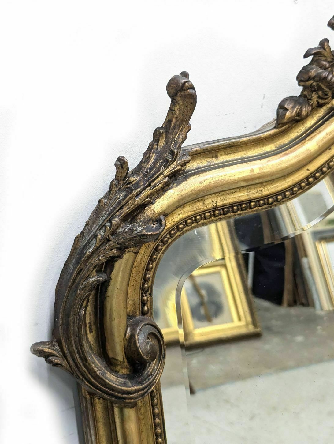 Louis XV Style Gilded Stucco Mirror With Beveled Glass 1900 photo buy
