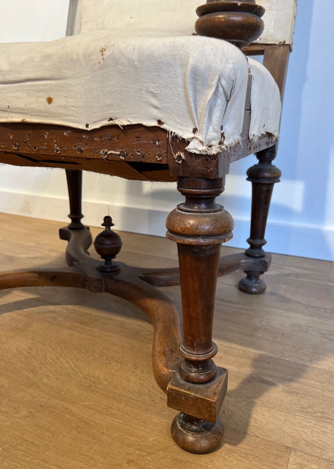 Furniture Pair Of Louis XIII Style High Back Walnut Armchairs photo
