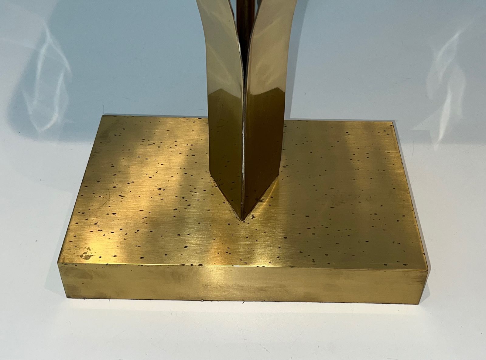 Lighting Important Sculptural Brass Lamp Composed Of An Amethyst By Willy Daro photo