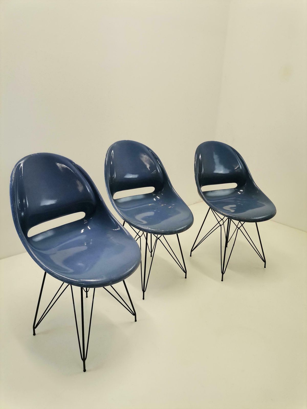 1of 3 Fiberglass Chair Designed By Miroslav Navrátil For Vertex, 1960s / Storm Blue Dining Chair photo Furniture