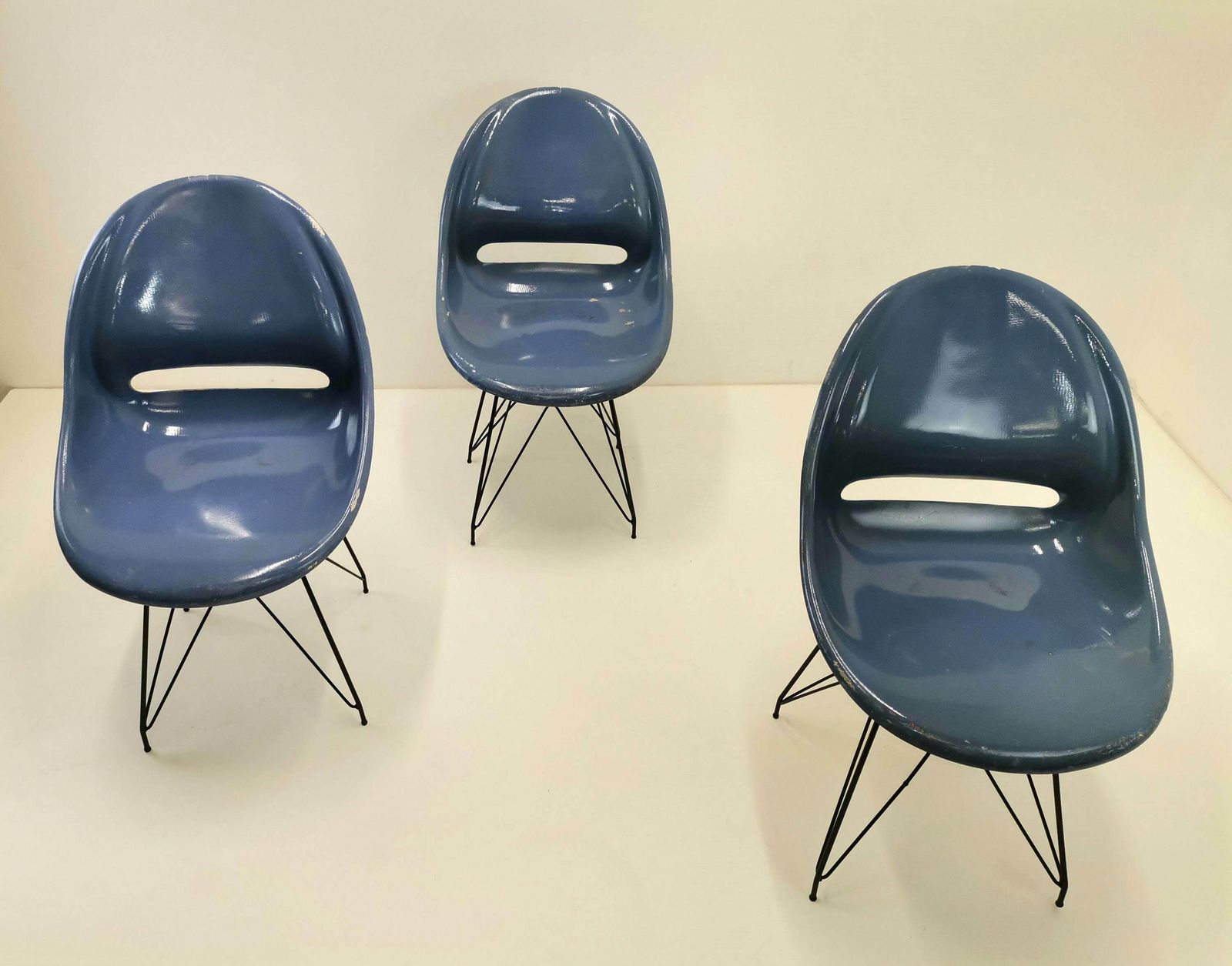 1of 3 Fiberglass Chair Designed By Miroslav Navrátil For Vertex, 1960s / Storm Blue Dining Chair photo 320.0