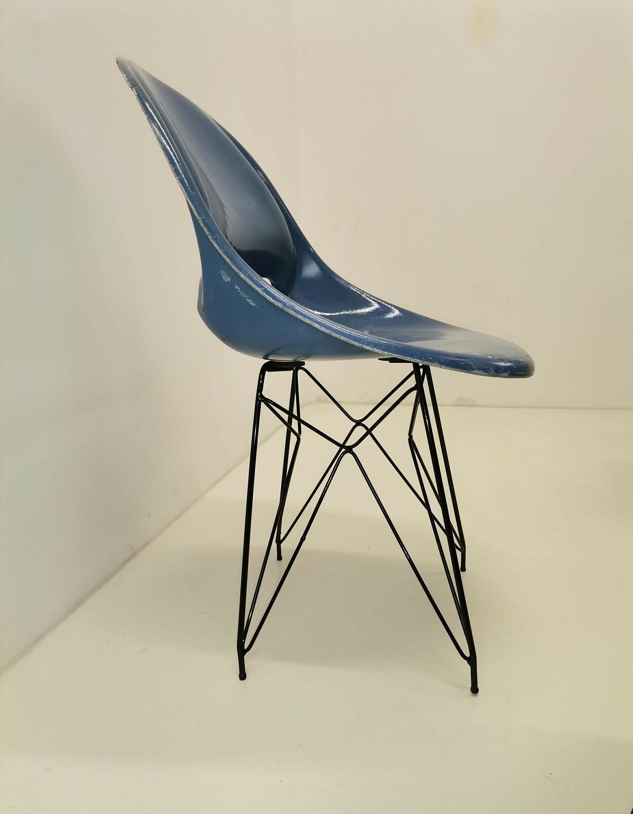 1of 3 Fiberglass Chair Designed By Miroslav Navrátil For Vertex, 1960s / Storm Blue Dining Chair photo buy