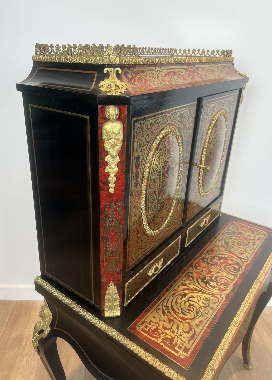 Bonheur Du Jour Desk In Boulle Marquetry From The Napoleon III Period photo vinterior
