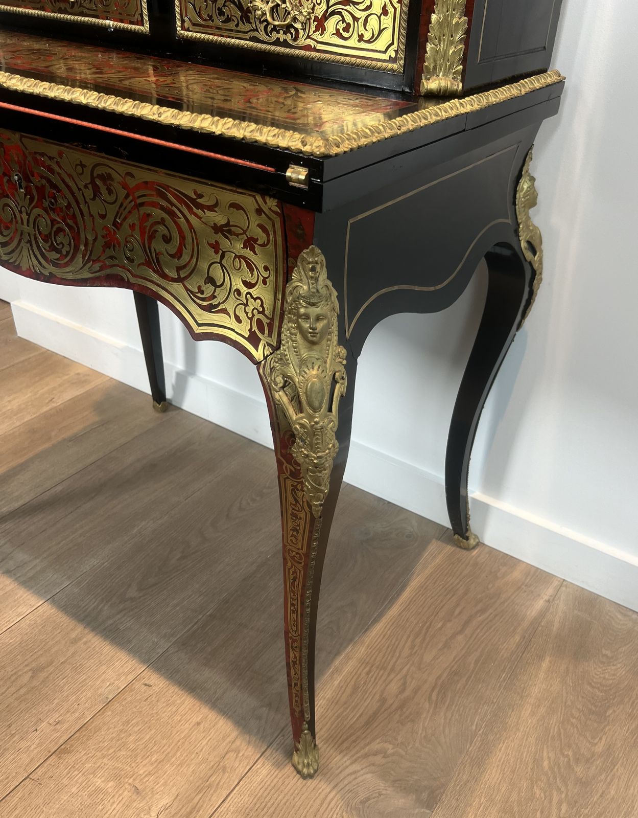 Furniture Bonheur Du Jour Desk In Boulle Marquetry From The Napoleon III Period photo