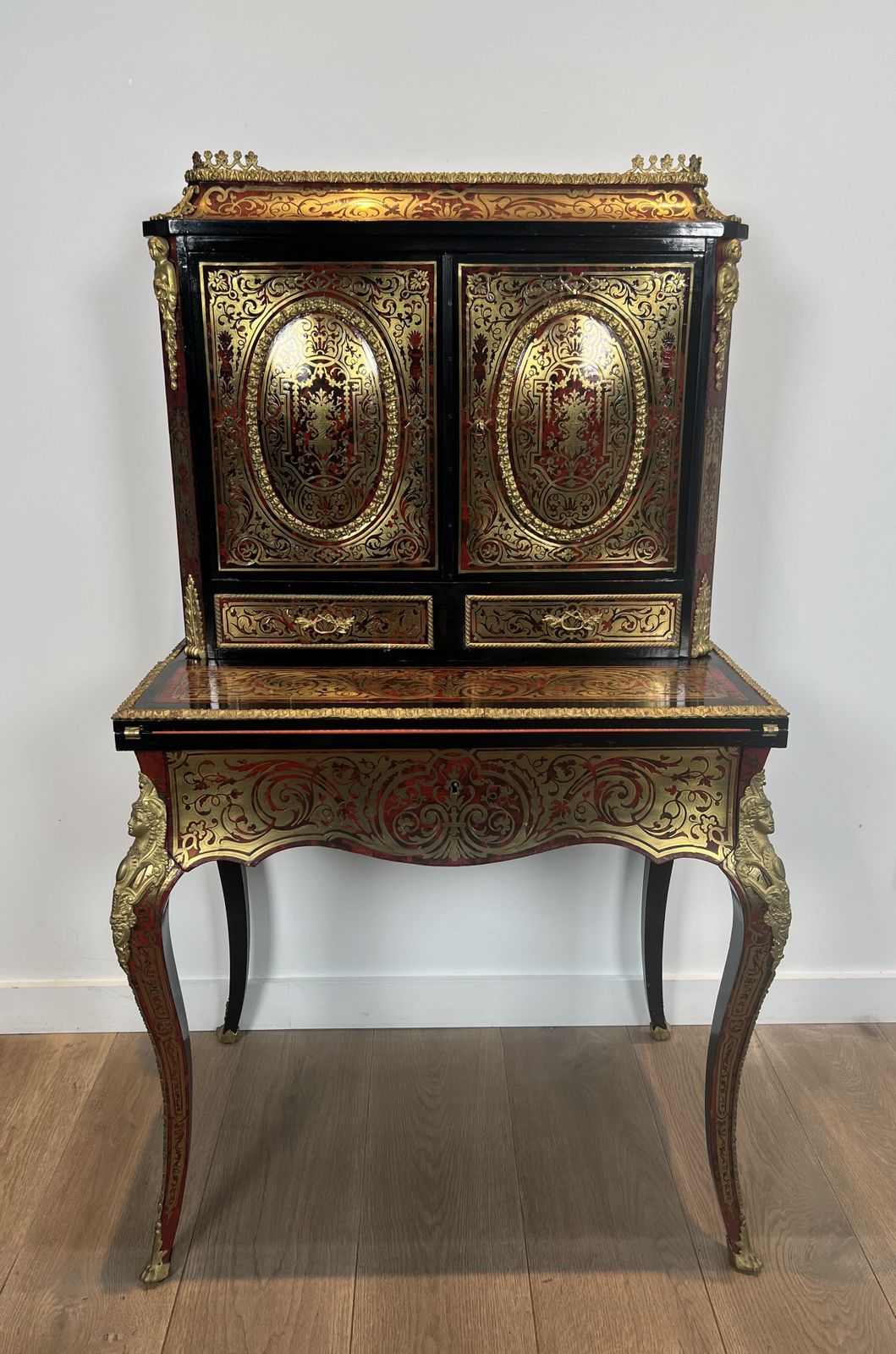 6850.0 Bonheur Du Jour Desk In Boulle Marquetry From The Napoleon III Period photo