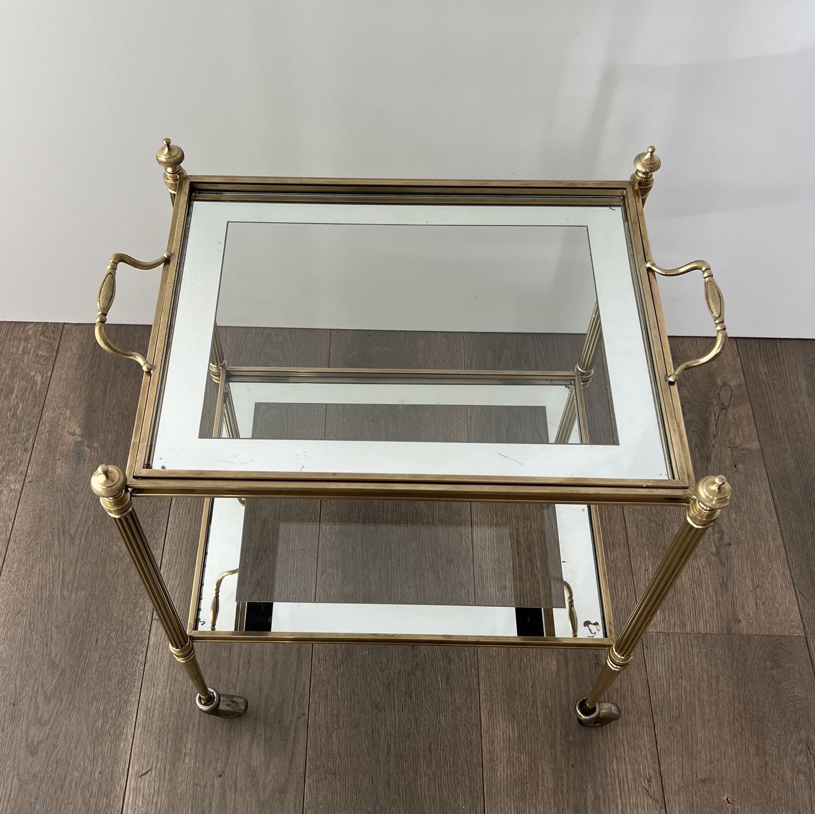Rare Pair Of End Tables Forming Rolling Tables With Removable Top Trays From Maison Jansen photo vinterior