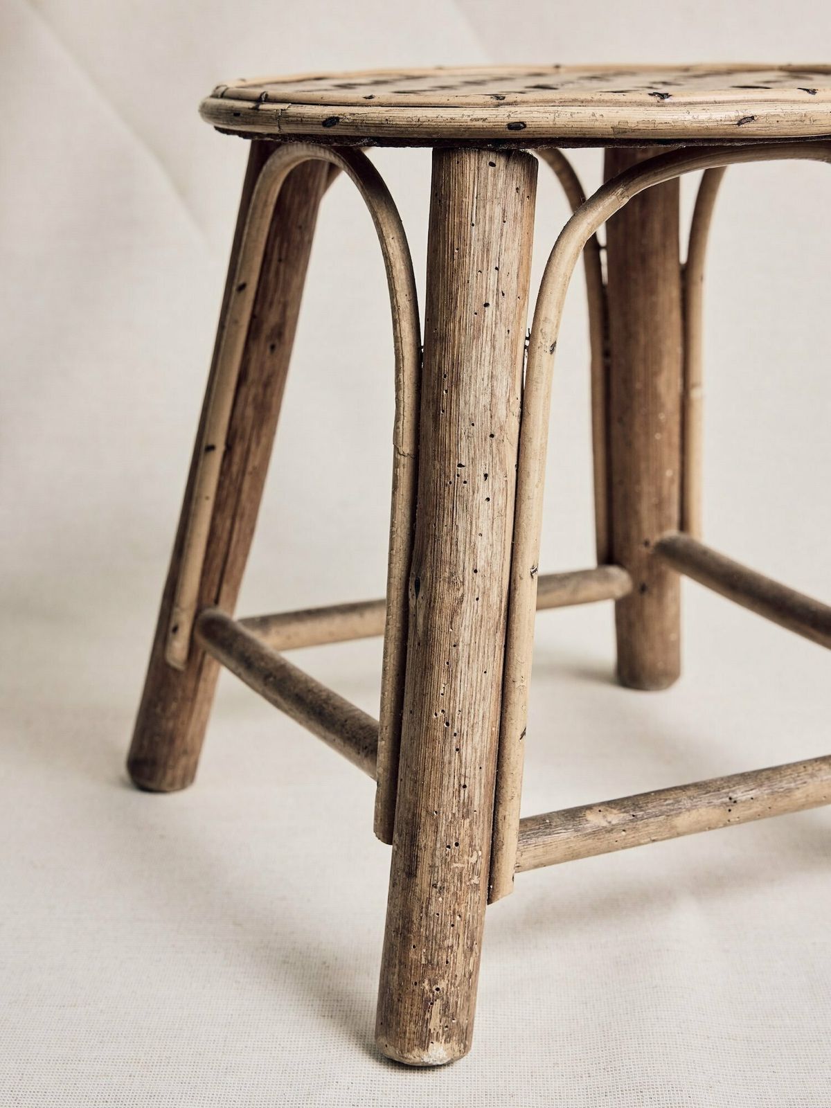 Bamboo & Rattan Stool, 1970s, Vintage photo for sale