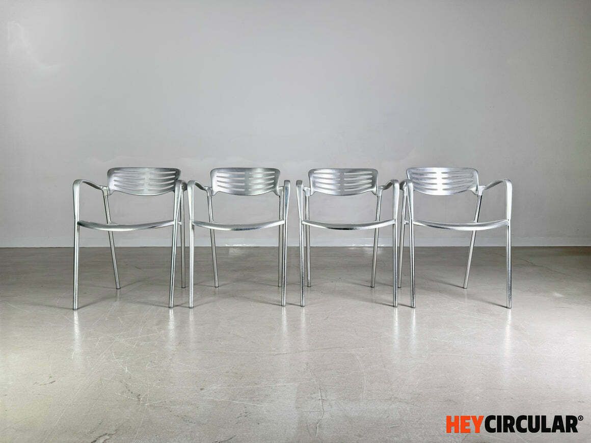 Set Van 4 Toledo Stoelen Amat 3 Jorge Pensi Aluminium Design Tuinstoel photo vintage