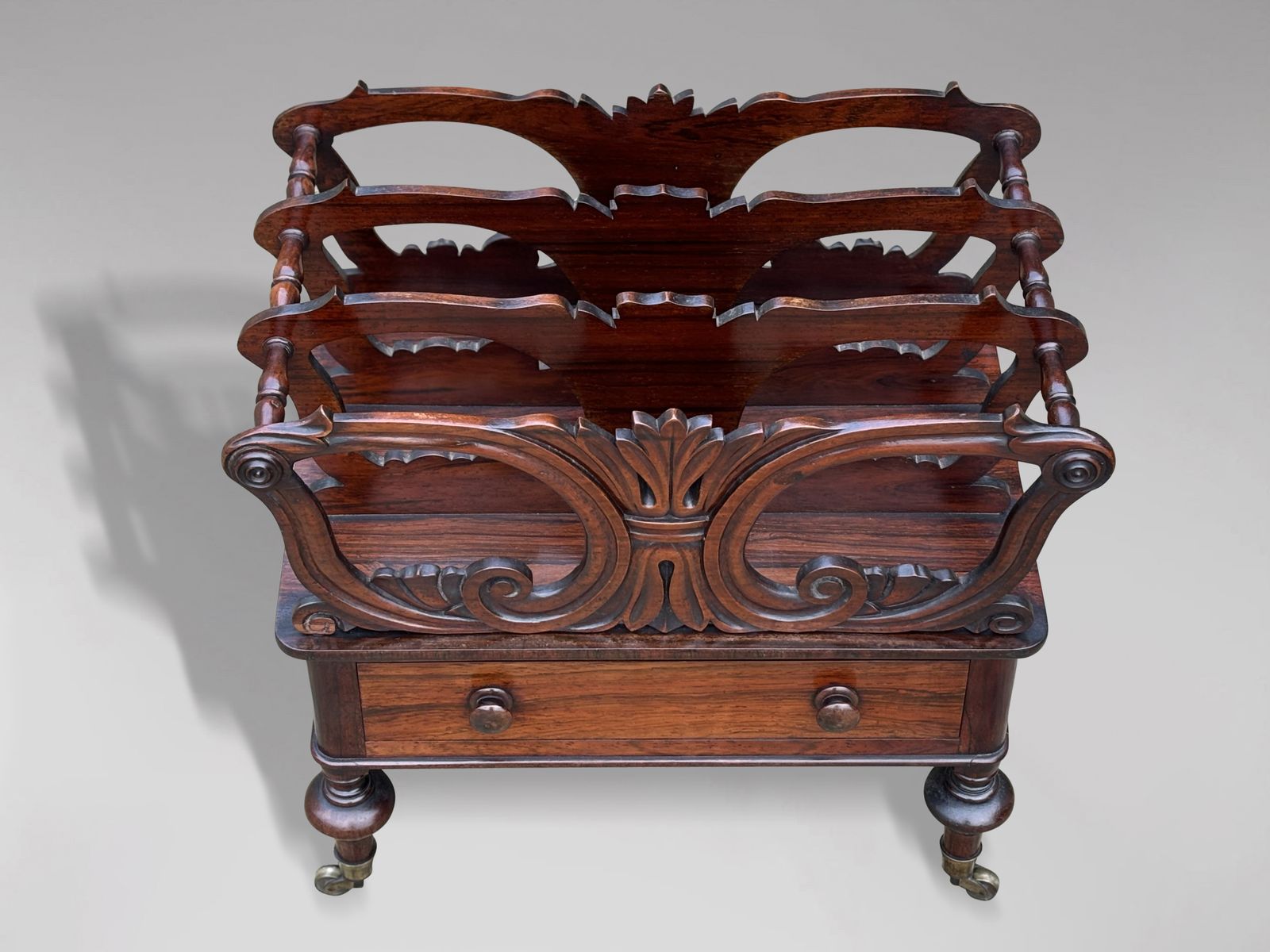 19th Century Victorian Carved Rosewood Canterbury photo for sale