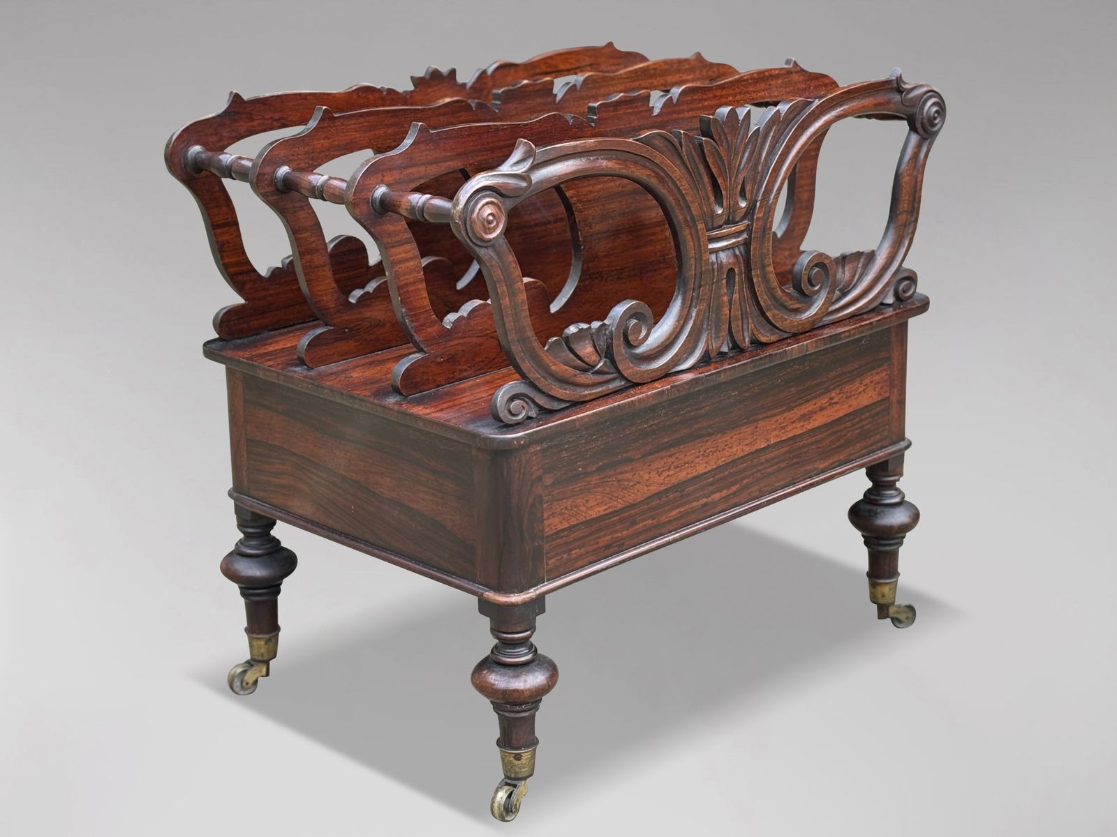 19th Century Victorian Carved Rosewood Canterbury photo Home Decor