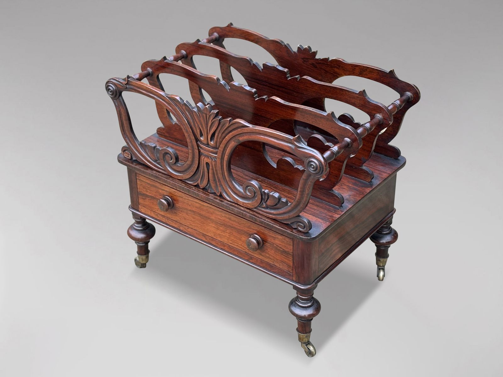 19th Century Victorian Carved Rosewood Canterbury