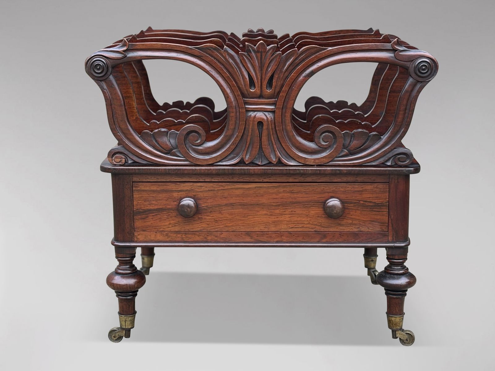 19th Century Victorian Carved Rosewood Canterbury photo vinterior