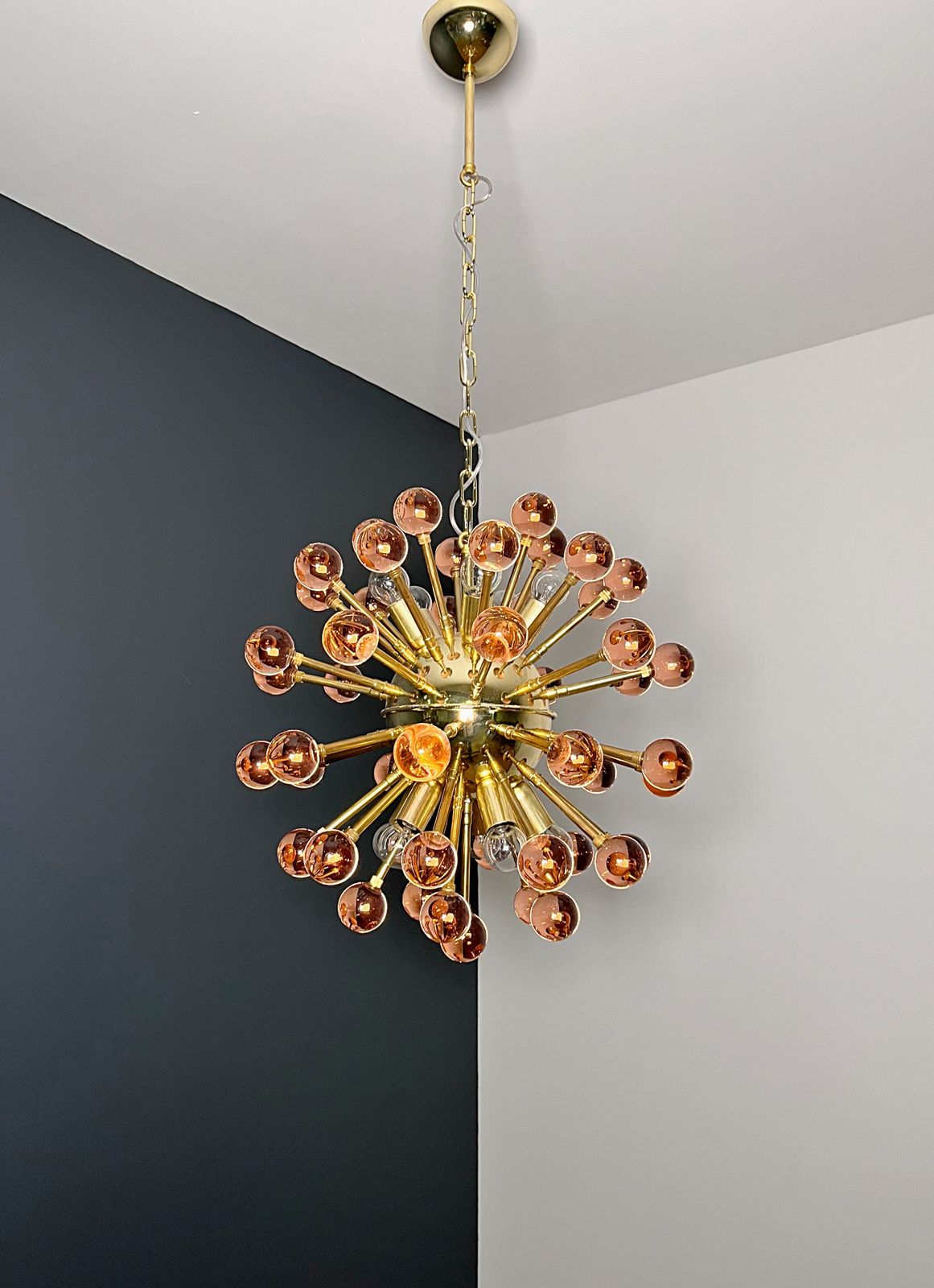 Spectacular Murano Pink Glass Sputnik Chandelier   51 Glasses photo vinterior
