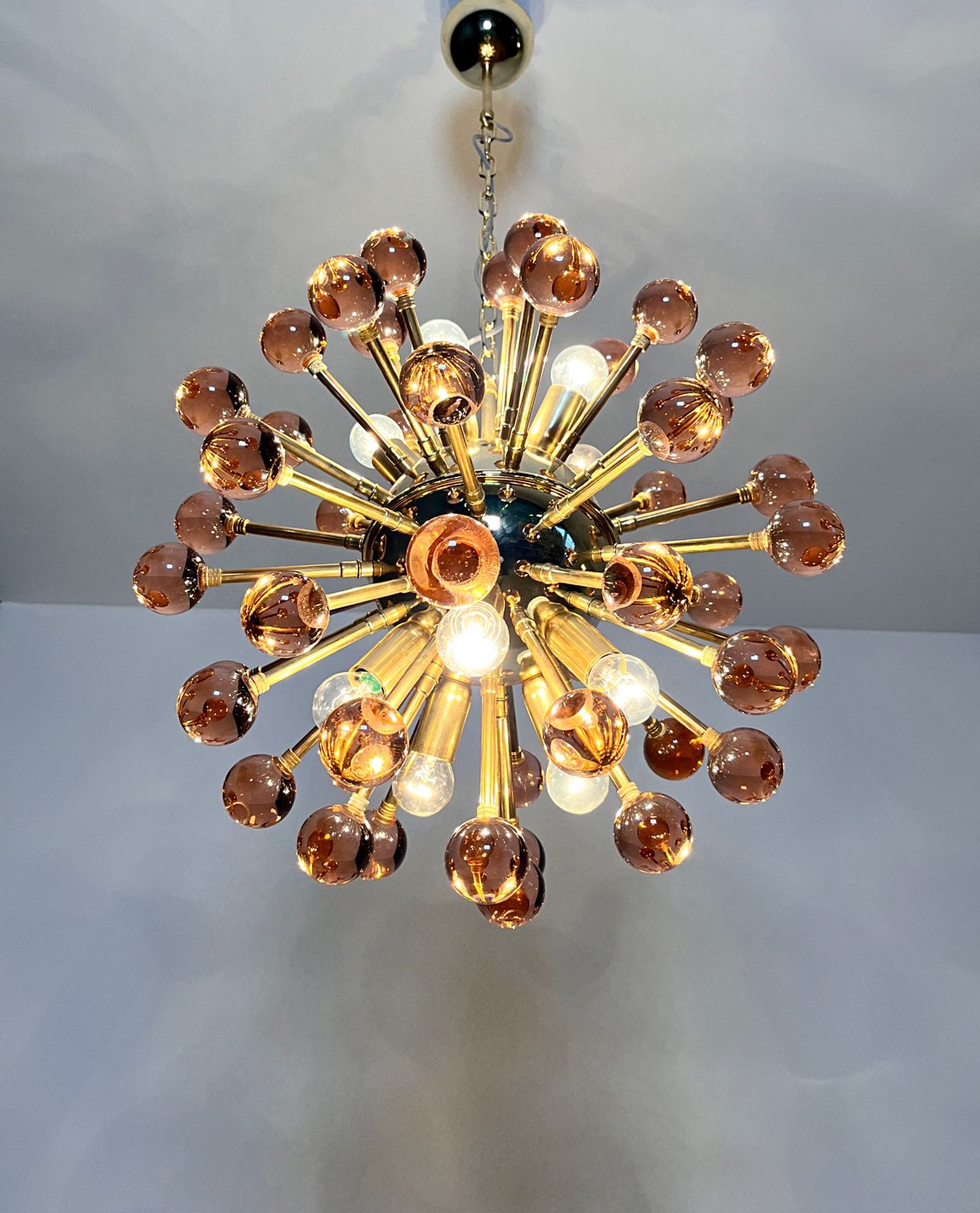 photo for sale Spectacular Murano Pink Glass Sputnik Chandelier   51 Glasses