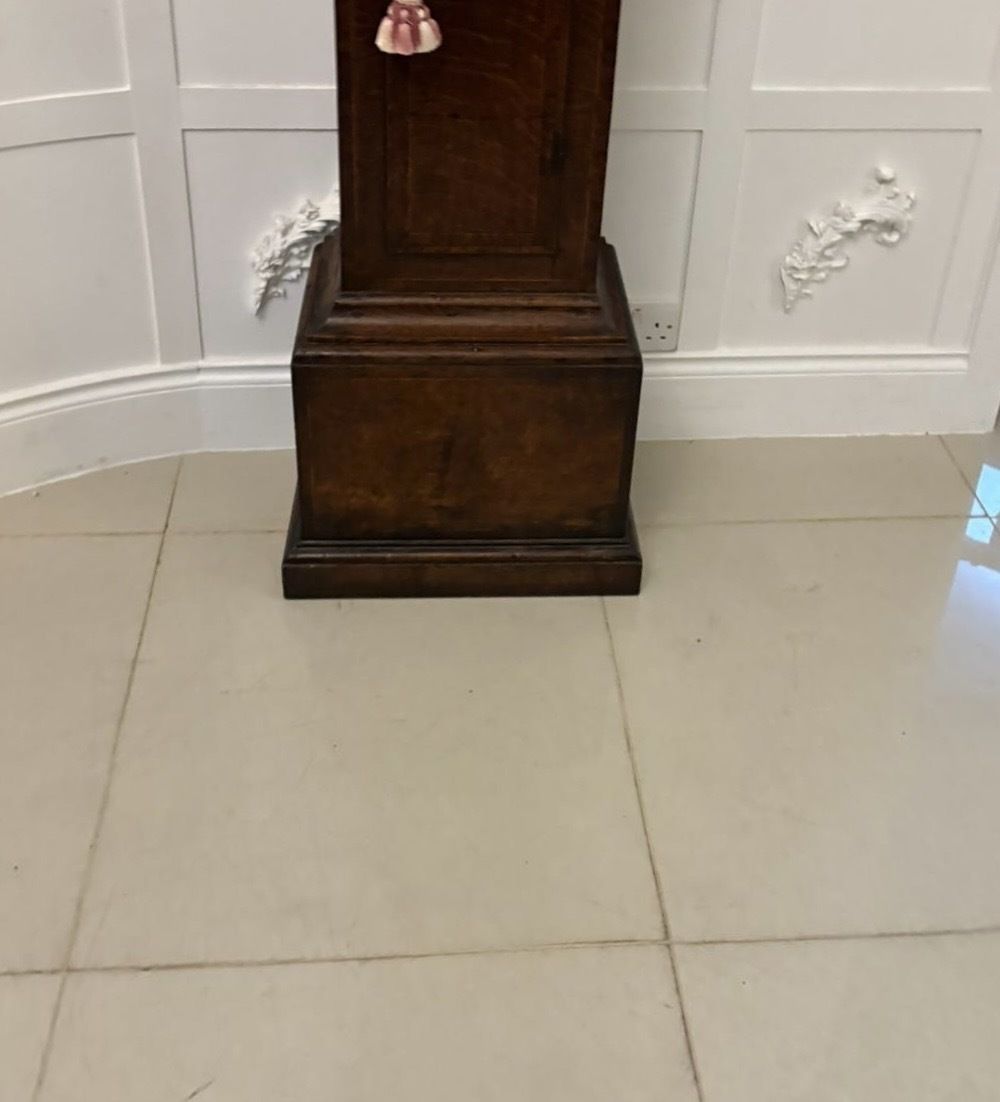 Outstanding Quality Antique 18th Century Oak And Burr Oak Brass Face Longcase Clock photo vinterior