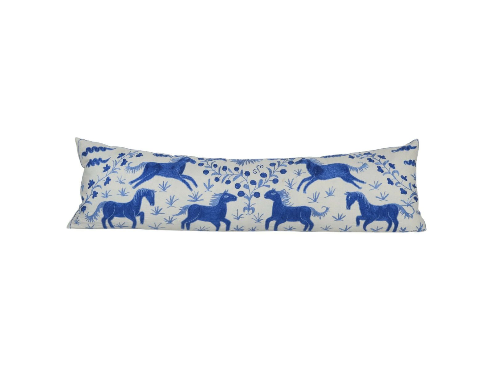 Suzani Horse Bedding Pillows Made From Tashkent Suzani, Hippie Extra Long Pictorial Cushion