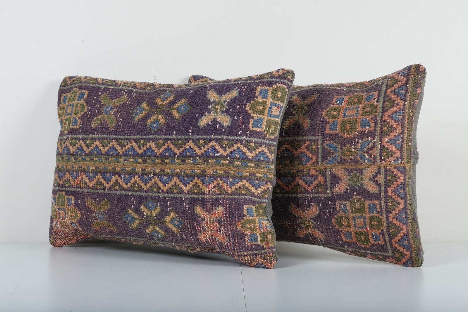 Pair Turkish Handmade Rug Pair   Set Of Two Soft Wool Oushak Pillow Covers For Cozy Homes photo for sale