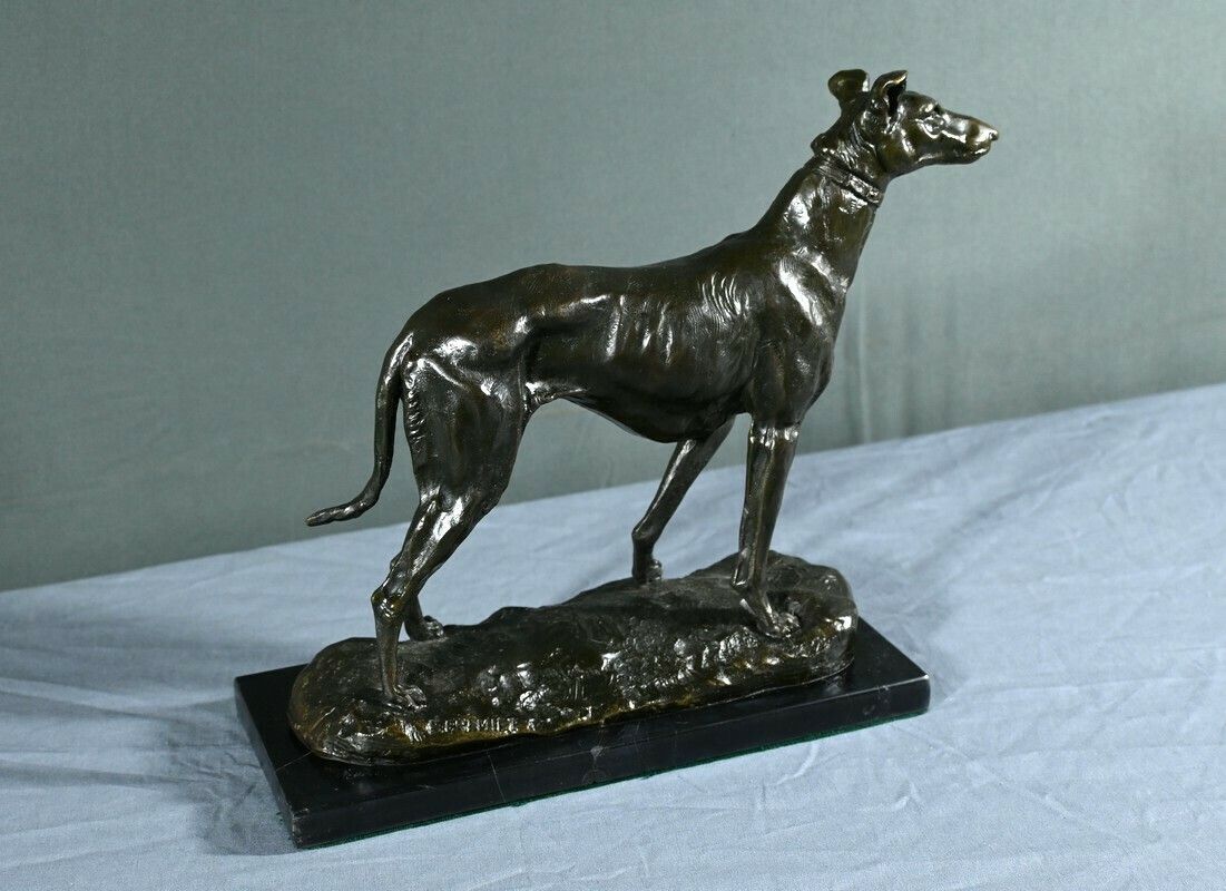 Bronze “The Greyhound”, Signed E.Frémiet – Late 19th Century photo furniture