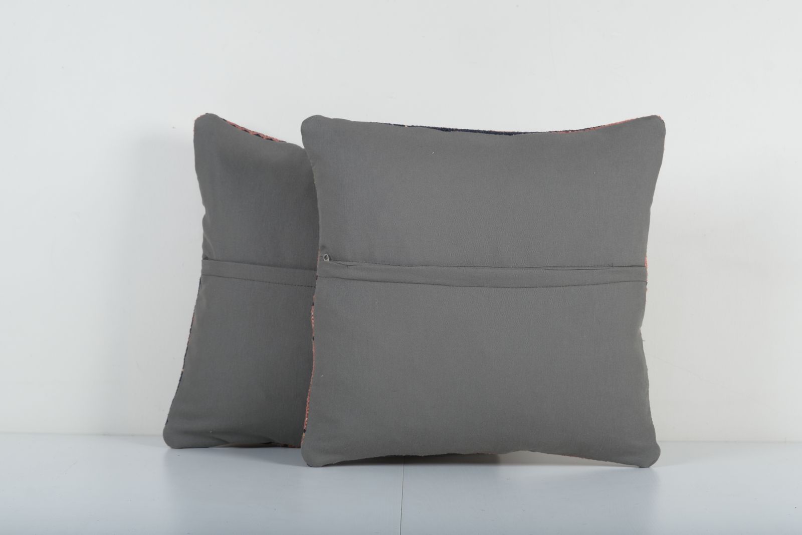Pair Of Muted Turkish Rug Pillow Covers   Set Terracotta Blue Ethnic Carpet Cushions photo furniture