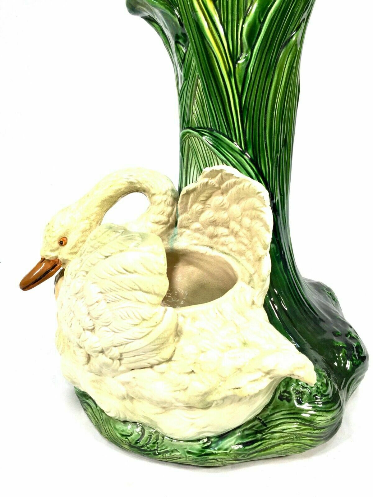 Antique Bretby Ceramic Pottery Jardinier Plant Stand 19th Century Majolica Swan photo vinterior