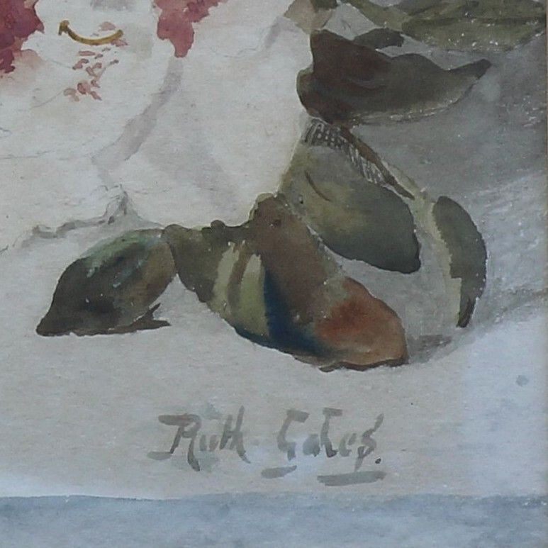 Watercolour By Ruth Gates. Subject Is Still Life, A Bowl With Flowers. photo for sale